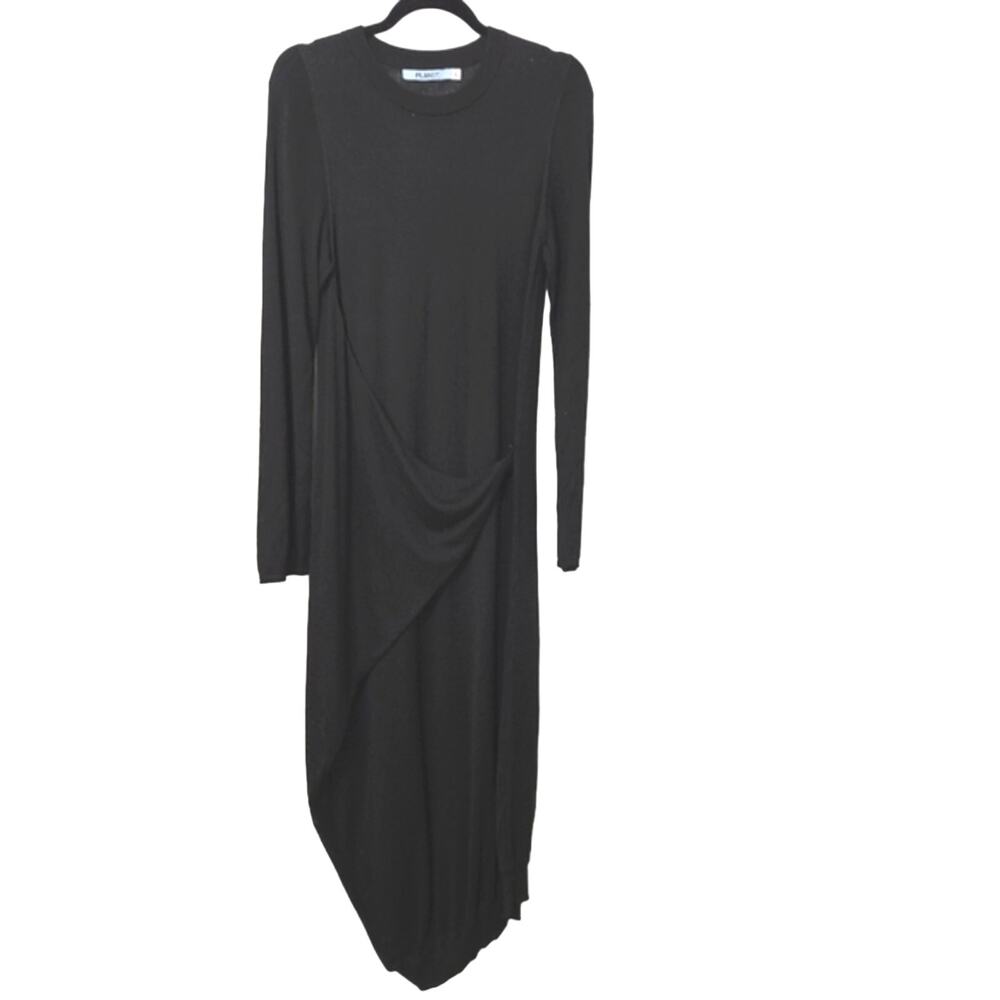 Planet by Lauren G Sweater Dress Cocoon Black Long Sleeve Lagenlook Size 1 Small